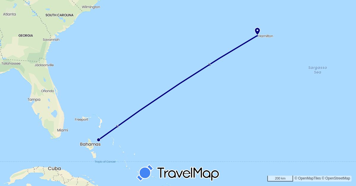 TravelMap itinerary: driving in Bermuda, Bahamas (North America)